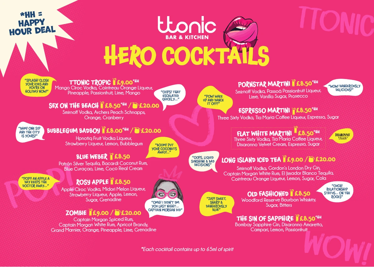 ttonic hero cocktail selection