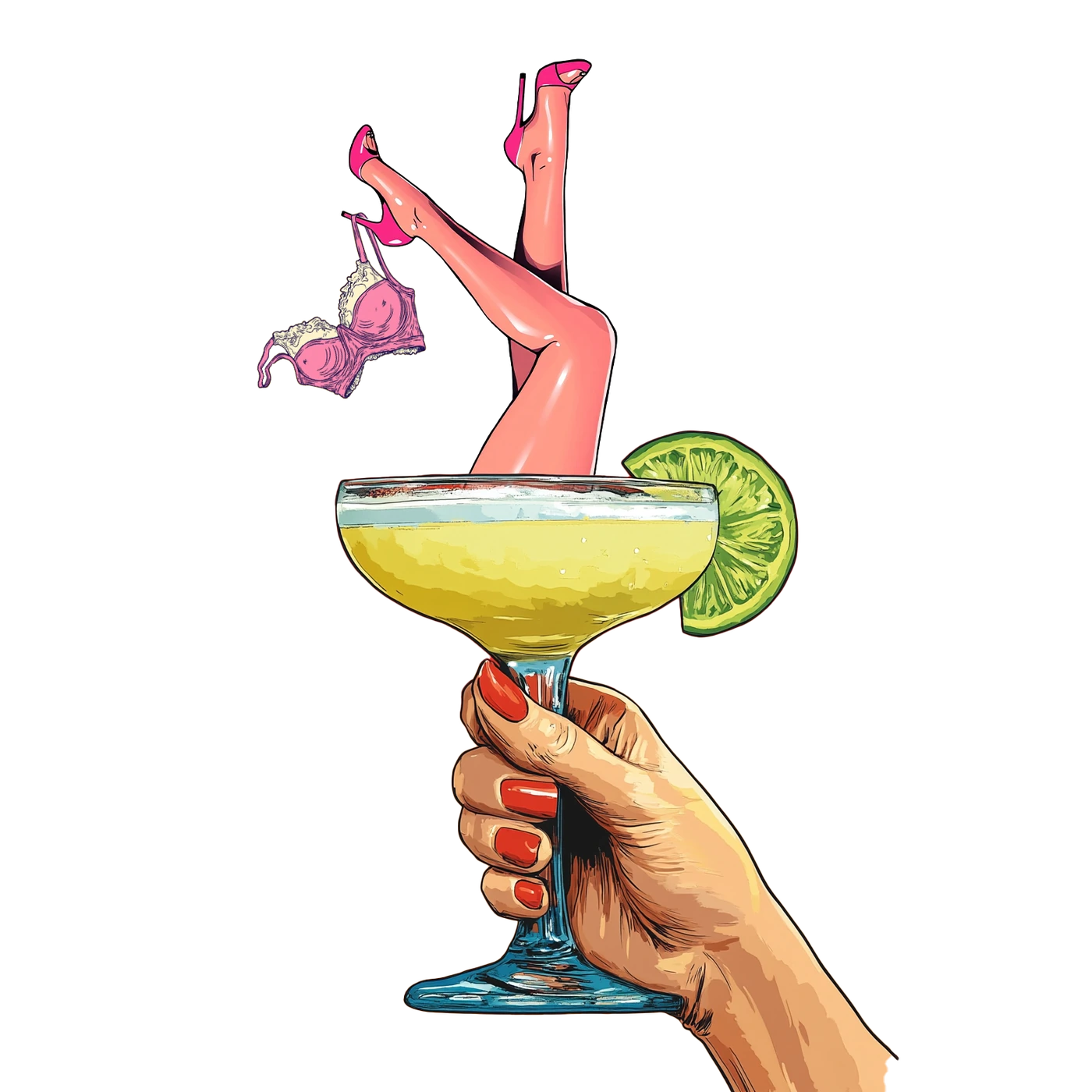 Pop-art illustration of a cocktail being held