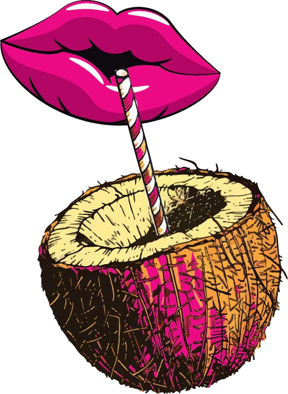 Illustrated coconut cocktail